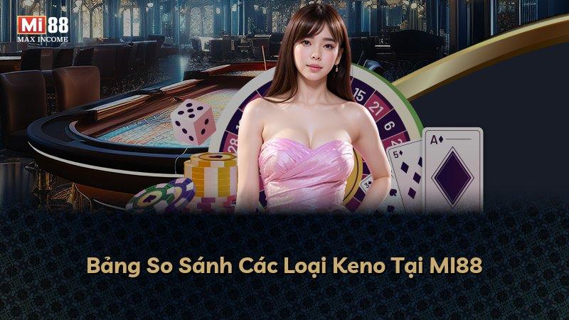 Bảng So Sánh Các Loại Keno Tại MI88