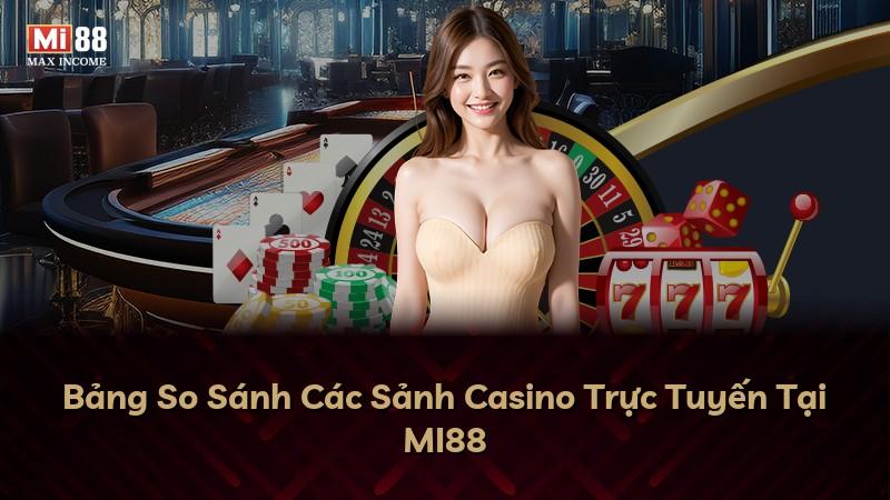 Bảng So Sánh Các Sảnh Casino Trực Tuyến Tại MI88
