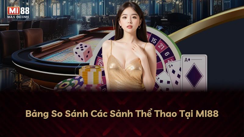 Bảng So Sánh Các Sảnh Thể Thao Tại MI88